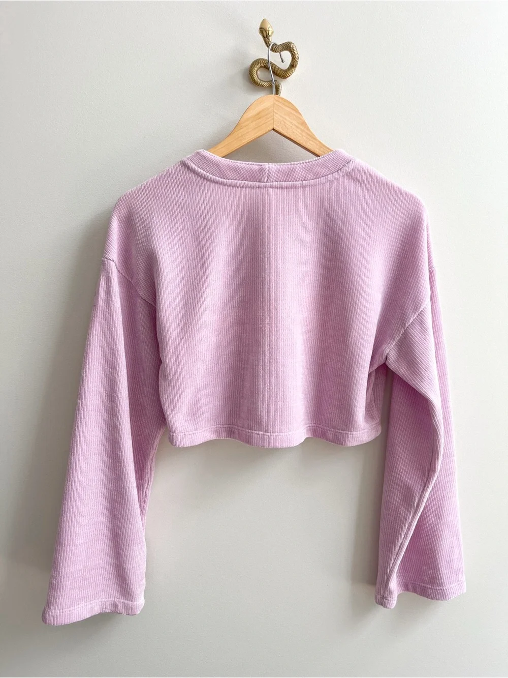 Alo Yoga Chenille Chalet Cropped Wide Sleeve Cardigan Sugarplum Pink S
